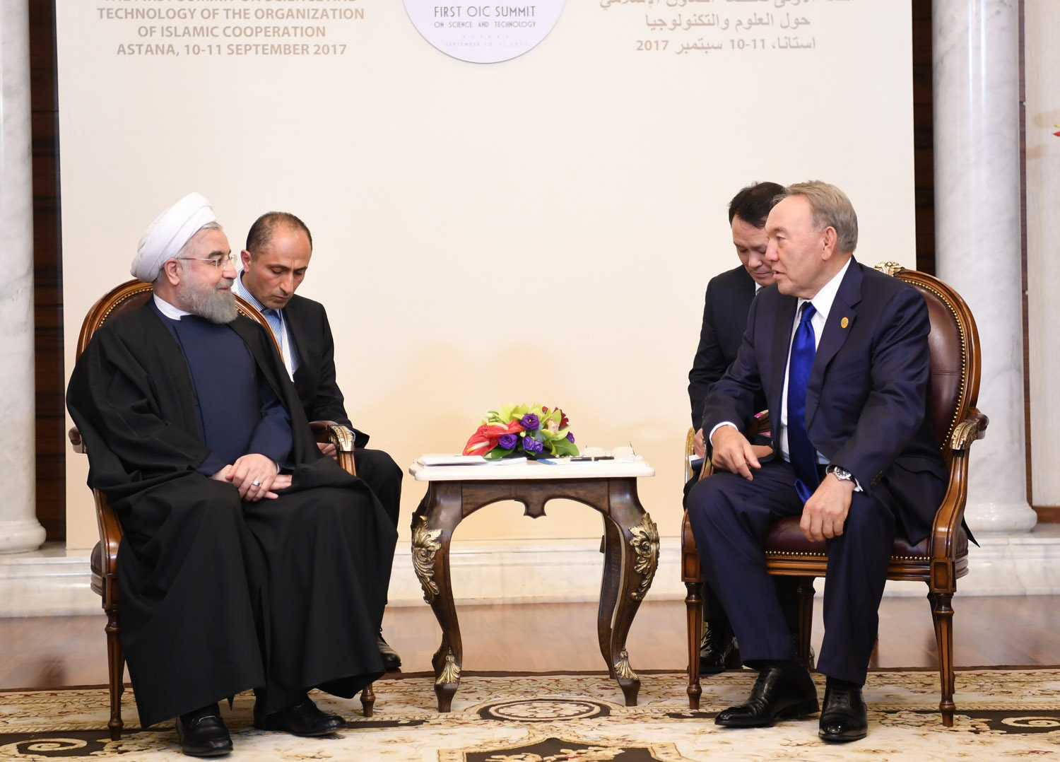 Nursultan Nazarbaev Iran Islam Respýblıkasynyń Prezıdenti Hasan Rýhanımen kezdesti