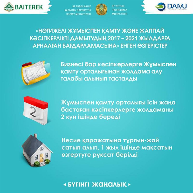 Kásipkerlikti damytý baǵdarlamasynyń talaptary ózgerdi
