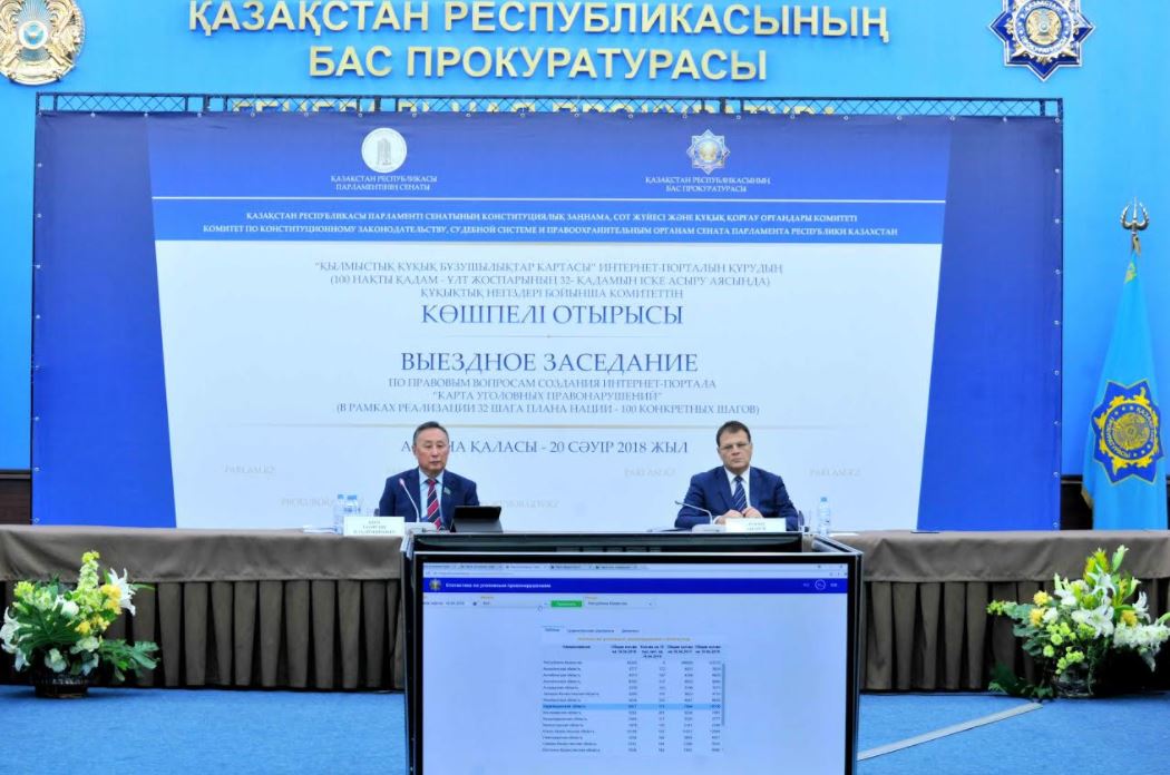 Senatorlar «Qylmystyq quqyq buzýshylyqtar kartasy» ınternet portalynyń jumysymen tanysty