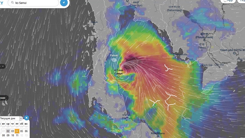 Taılandtyń ońtústik jaǵalaýyna «Pabýk» daýyly jaqyndap keledi