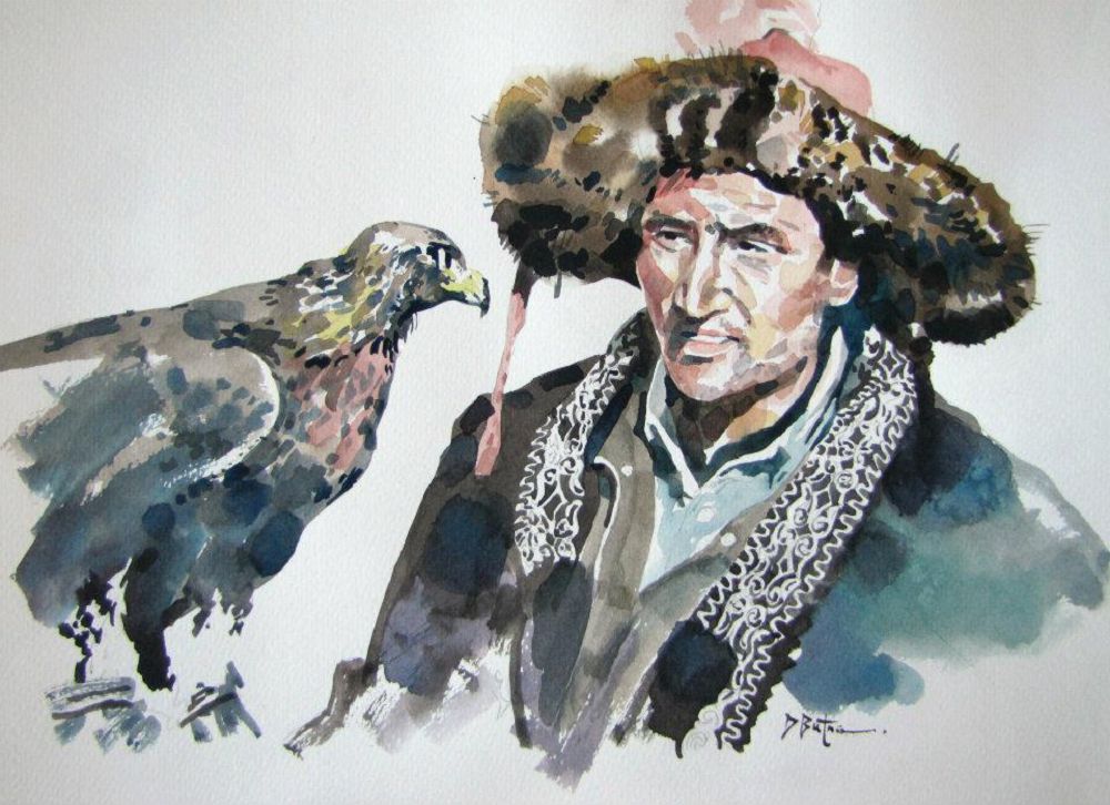 Qos qasqyrdy sheńgeldegen qyran
