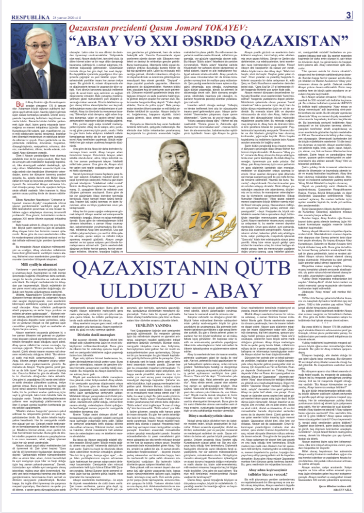 Prezıdent maqalasy ázerbaıjandyq basylymda jarııalandy