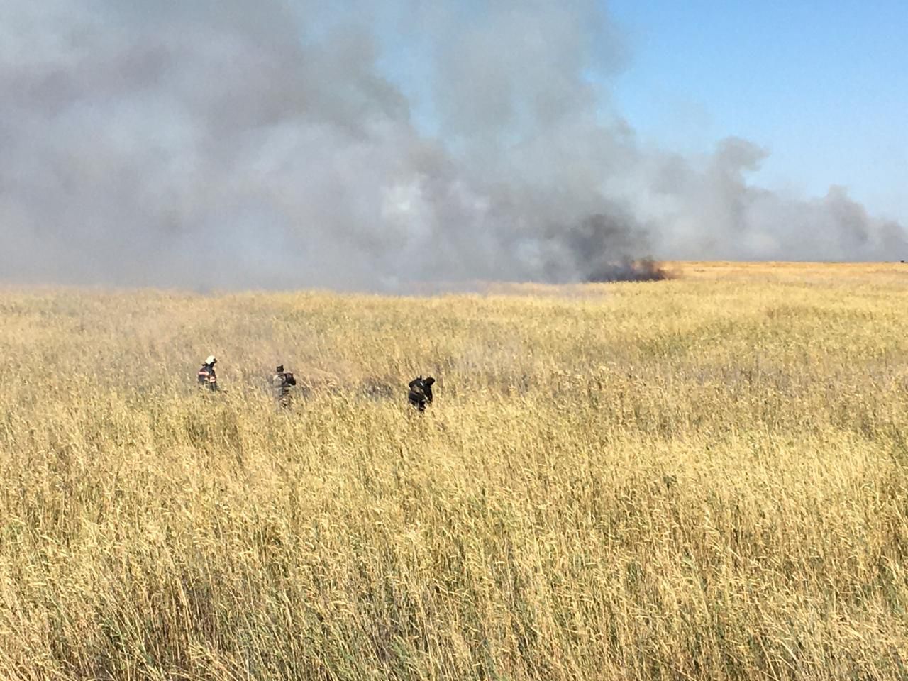 Kaspıı jaǵalaýynda órtenip jatqan qamysqa tikushaqpen 30 tonna sý sebildi