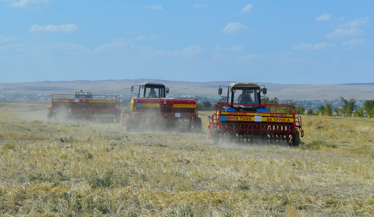 Túrkistanda jańa tehnologııamen kúzdik astyq egý bastaldy