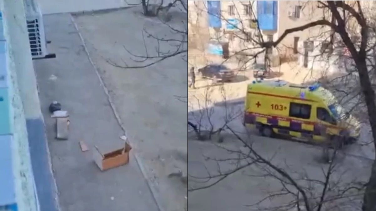 Aqtaý turǵynynyń ústine joǵarǵy qabattan laqtyrǵan dıvan túsken