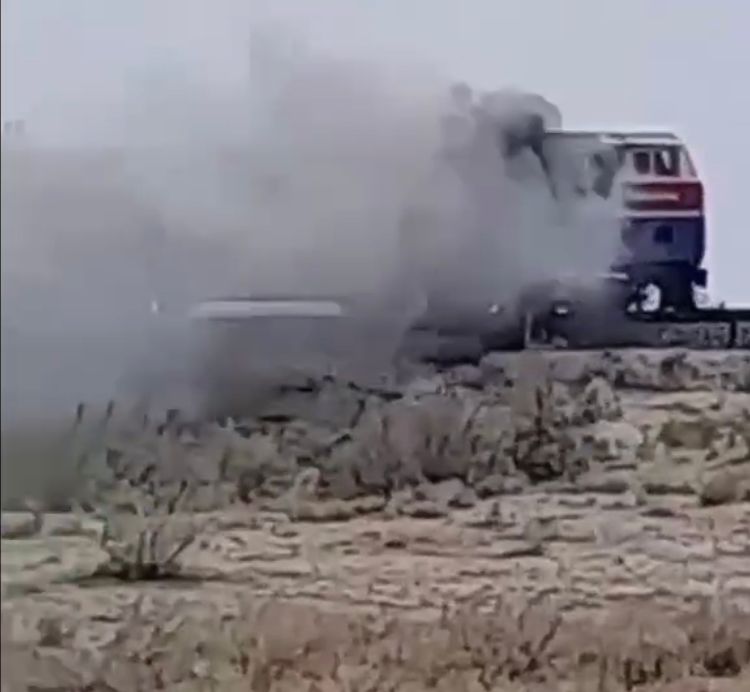 Qyzylordada júk poıyzy órtendi