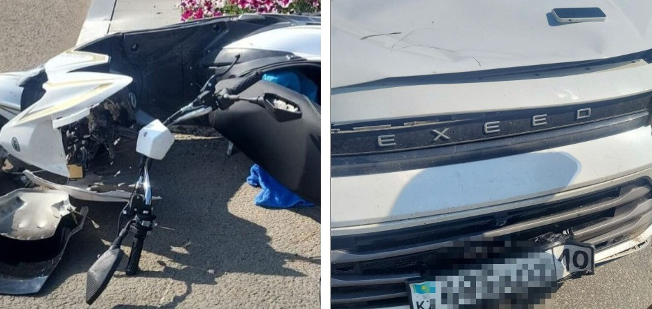 Qostanaıda kólik júrgizýshisi mopedti qaǵyp ketti