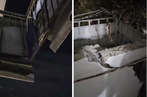 Astanada kópqabatty úıdiń balkony opyrylyp túsken