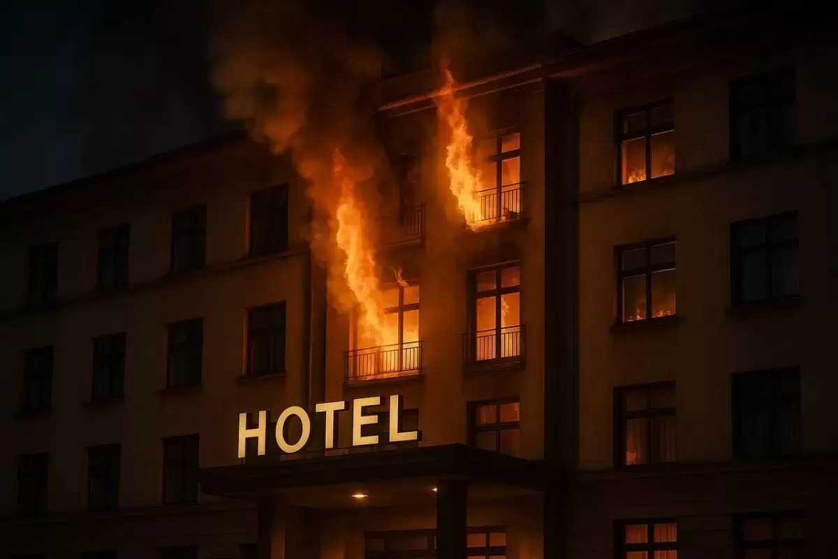 Almatyda túnde qonaqúı órtendi: órt sóndirýshiler 100 adamdy evakýasııalady