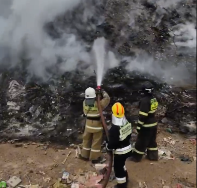 Alataý polıgonyndaǵy órtti sóndirý jumystary áli  jalǵasyp jatyr