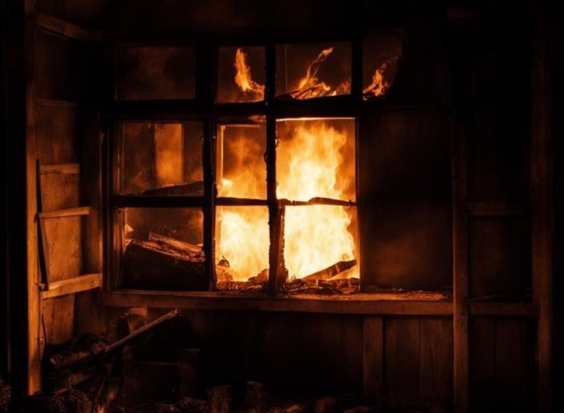 Qos qabatty úıdiń tóbesinen órt shyqty