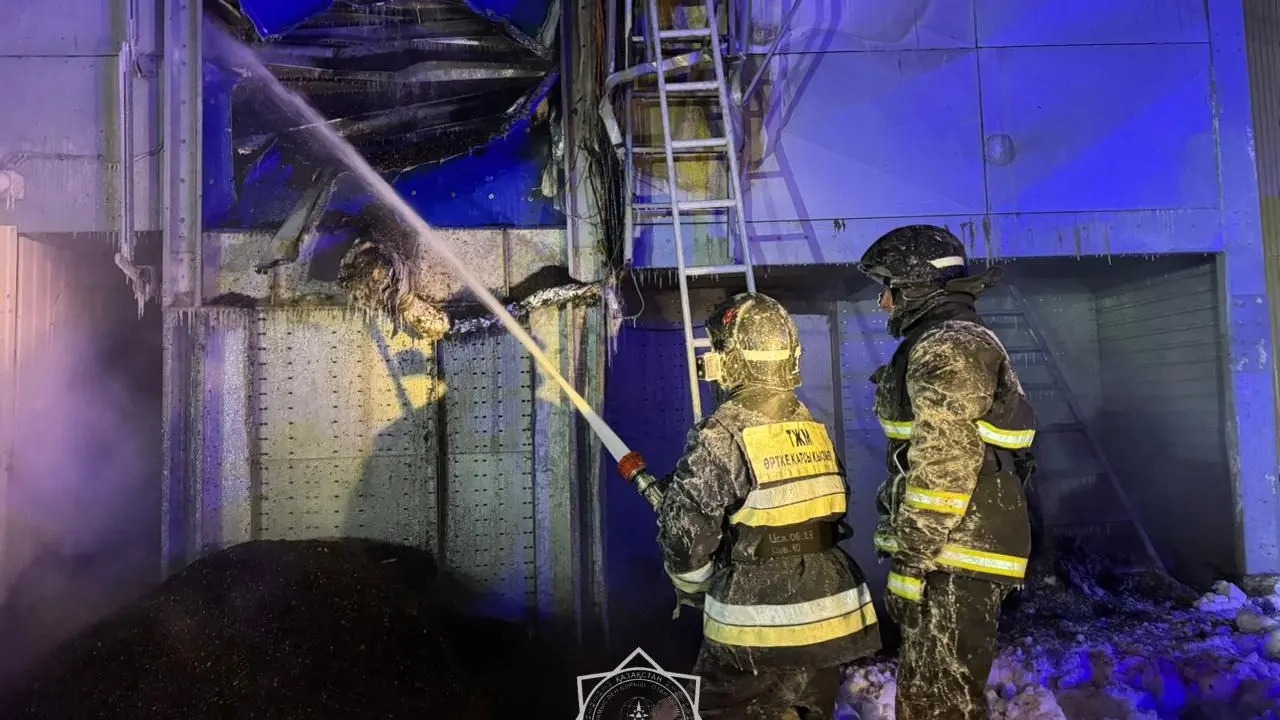 Petropavlda qutqarýshylar 30 gradýs aıazda kásiporyndaǵy órtti sóndirdi