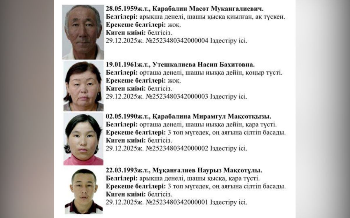 Atyraý oblysynda bir otbasy jumbaq jaǵdaıda joǵalyp ketti