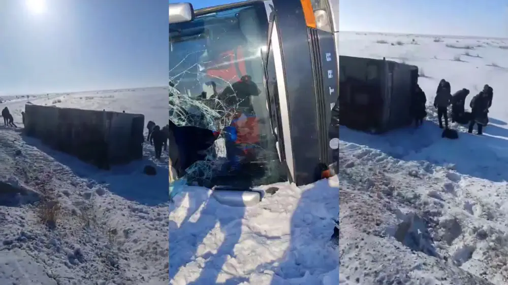 Abaı oblysynda 50 jumysshy mingen avtobýs apatqa ushyrady