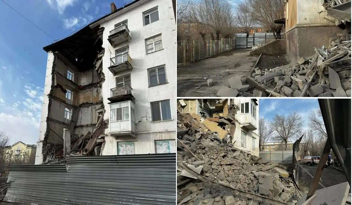 Balqash qalasynda kópqabatty úıdiń bir bóligi opyrylyp tústi