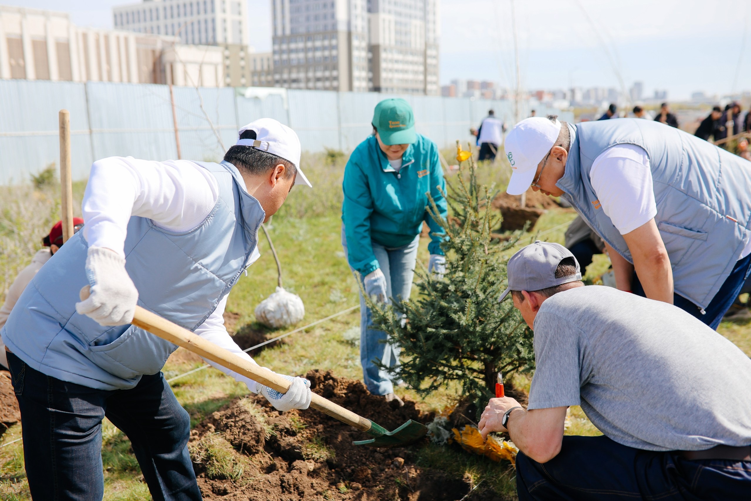 Astanada túrli sala qyzmetkerleri birlesip aǵash otyrǵyzdy
